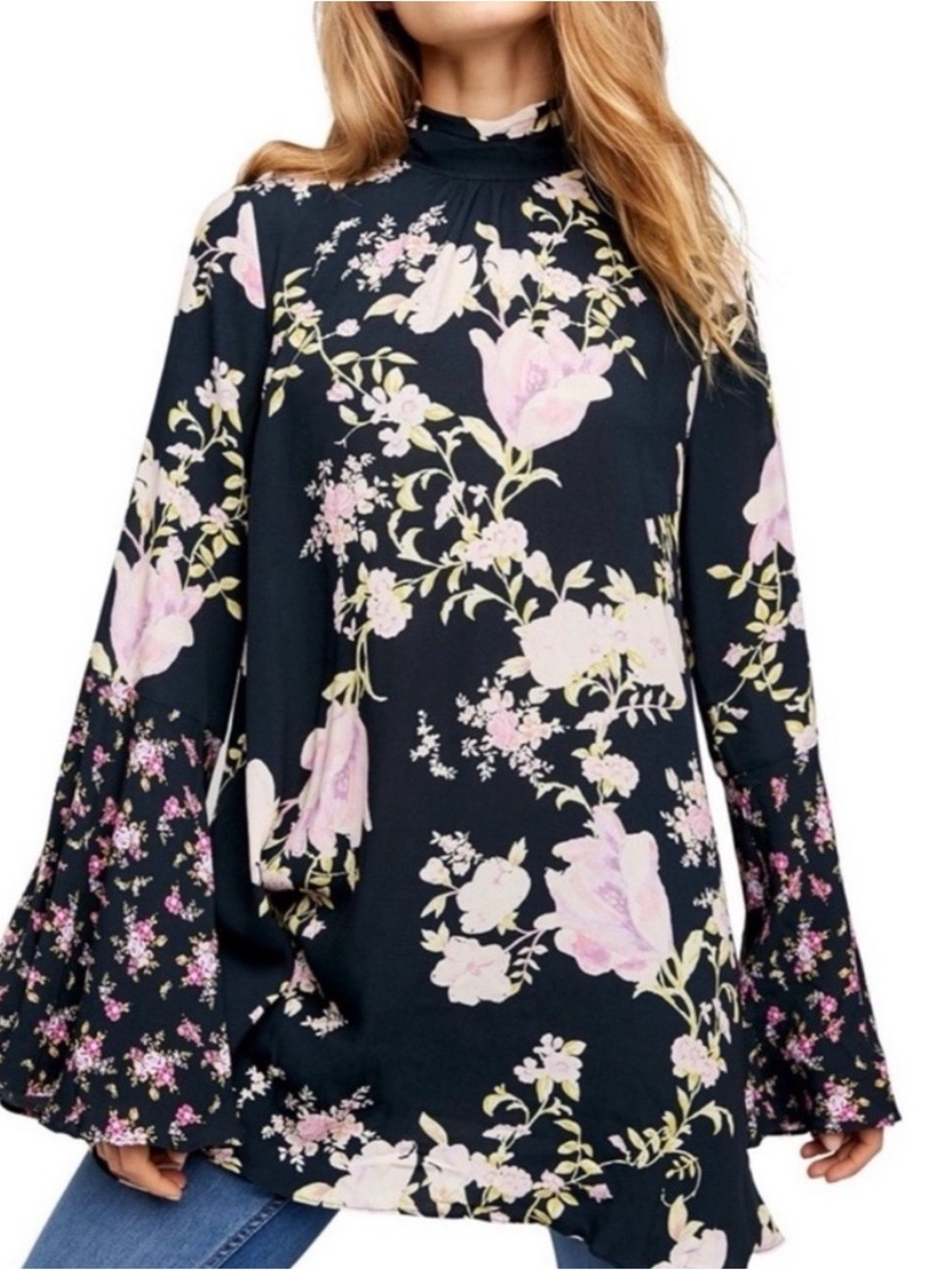Free People Tate Tunic Bell Sleeve tunic/Dress in Midnight Navy - Picture 5 of 5